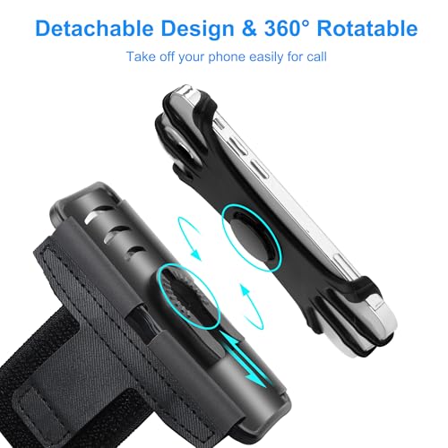 Newppon Cell Phone Running Armband - Detachable & 360° Rotatable Universal Cellphone Arm Band for iPhone 17 16 15 14 13 Pro Max Plus Samsung Galaxy Note S24 S23 for Workout Exercising Walking Jogging