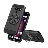 Nijiadi Compatible for LG G8 ThinQ Phone Case, 360° Rotatable Ring Holder & Kickstand, Shock Absorbing Flexible TPU Rubber Carbon Fiber Jacket Protective Cover Case for LG G8/G8 ThinQ (Black)