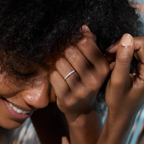 STORYJEWELLERY 925 Sterling Silver Stackable Rings for Women, Cubic Zirconia Eternity Wedding Bands for Women, Promise Rings for Her, Pinky Ring, Engagement Ring, Unique Gifts for Her4