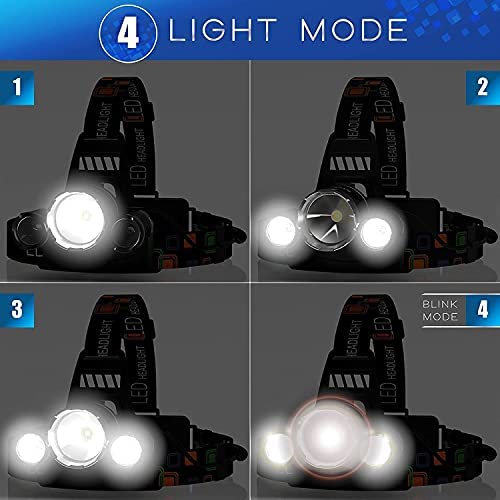 Lampe Frontale Rechargeable à LED, Lampe Frontale à LED 8000 Lumens T6 3 Modes Lampe Zoomable Lampe Frontale Tanche Lampe De Poche Lampe Frontale 68718271