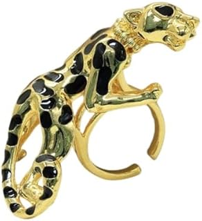Gold Plated Tiger Ring with Black Engraving, Luxury Jewelry for Women, Fashion Design