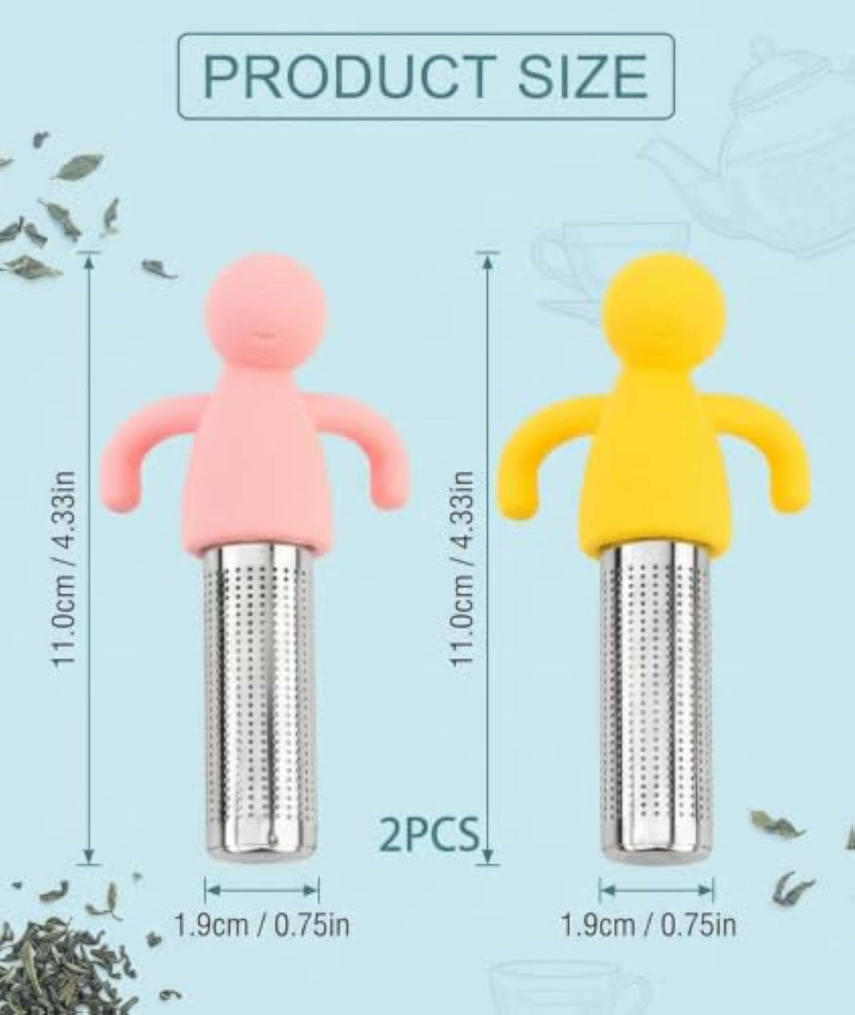 2-Pack Stainless Steel Tea Strainer with Silicone Infuser
