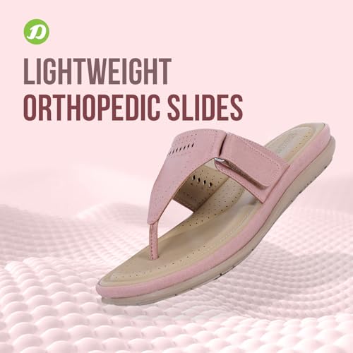 Image of DOCTOR EXTRA SOFT Women's Flat Memory Foam Slippers /Flip-Flops Fashion Stylish Casual Comfortable Diabetic Orthopedic Lightweight Synthetic Slip-On Sandals With Adjustable Strap For Girls D-608