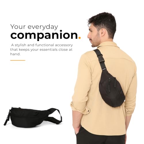 Image of Tressential Waist Bag for Men Women | Cross Body Fanny Pack Sling Bag for Hiking, Travel, Camping, Outdoor Sports, Cycling | Money Belt with Adjustable Strap (Black)