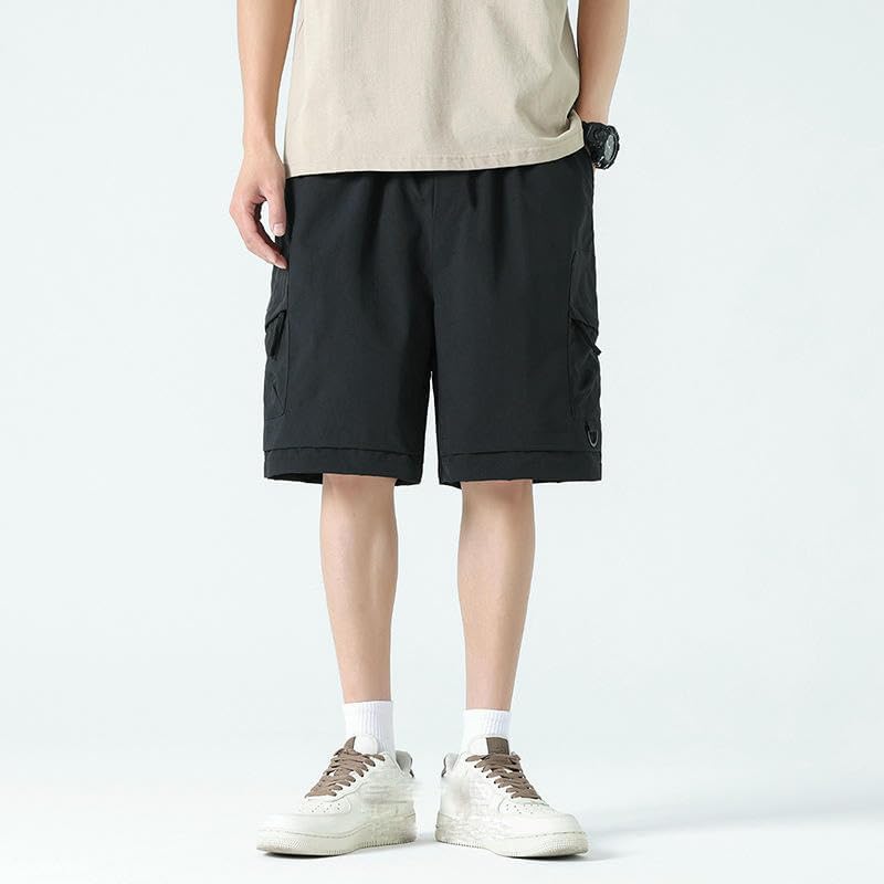 USTZFTBCL Men's Summer Thin Ice Silk Casual Sports Mid-Length Beach Shorts