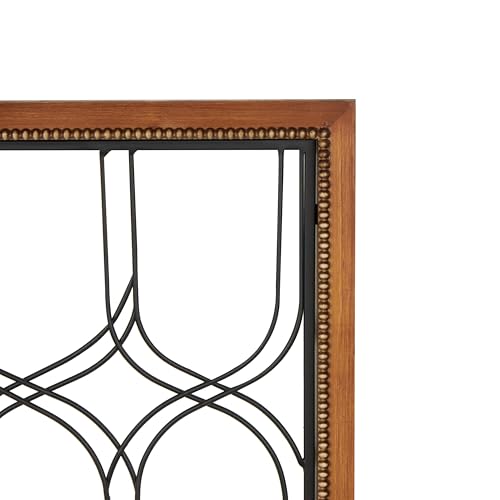 Deco 79 Metal Geometric Home Wall Decor Wire Cutout Wall Sculpture with Beaded Accents and Brown Wood Frames, Set of 2 Wall Art 11" W, 31" H, Black by Deco 79 - Image 5