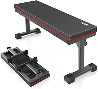 Jupgod Folding Weight Bench, Stable and Wide Flat Workout Bench, No Assembly Needed Weight Training Bench Press Fitness Equipment for Home Gym Full Body Exercise