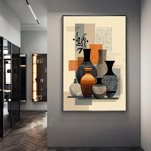 Affiche abstraite de vase en céramique moderne 70x100 cm avec cadre - 3