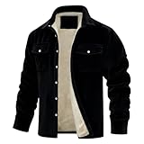 Genérico Abrigo Hombre Invierno Forro Polar Termica Chaqueta De Borrego Tallas Grandes Chaquetones De Manga Larga Con Bolsillos Jacket Trabajo con Botones Casual Abrigos Bomber Negro S
