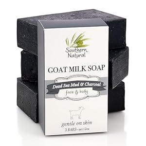 Activated Charcoal Soap Bar (3 Pack) Charcoal Face Soap, Acne Soap and Body Soap For Sensitive Skin. Made With Dead Sea Mud, Goat Milk & Peppermint Essential Oil.