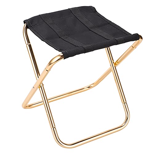 Drfeify Sgabello Pieghevole, Leggero e Durevole, Portatili da Pesca, Esterno, in Lega di Alluminio con tessuto Oxford dorato, for Activity, Camping, Pesca Outdoor