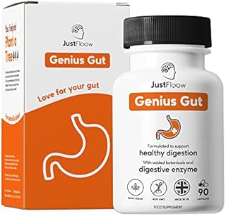 Constipation Relief for Adults | JustFloow Genius Gut Natural Bloating Relief, Stool Softener & Support Overall Gut Health | 1 Month Supply | Vegan Friendly Colon Cleanse