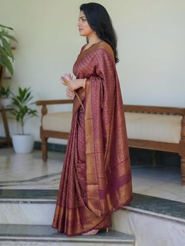 Image of Yashika Women's Banarsi Art Silk Saree with Blouse Piece for Traditional Ethnic Wear Sari
