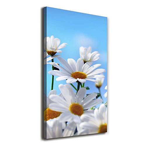 Impression sur toile 60x120 cm Tulup de marguerites bleues prête à suspendre
