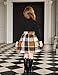Arshiner Girls Dresses Long Sleeve Rib Knit Plaid Patchwork Belted Dress with Pockets Black/Brown Plaid Kids 8