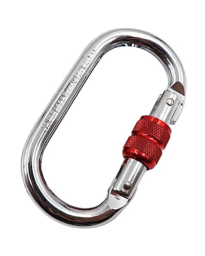 サムコス カラビナ 耐荷重25KN(2500kg) ロッキングカラビナ Dリング スリング キーホルダー クライミングカラビナ 破断強度 脱落防止 多機能 超軽量 小型 ロック 牽引用 荷物のフック 犬のリード用 救援 トレーニング アウトドア キャンプ ハイキング (1個)