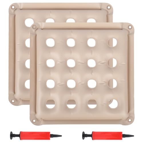 2-Pack Waffle Inflatable Seat Cushions (1717 Inches) with 2 Air Pumps Pressure Sore Relief Cushions Suitable for Office Chairs Car Seats & Wheelchairs Beige