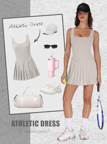 Image of NIASHOT Athletic Dress for Women with Shorts Sleeveless Womens Golf Dress