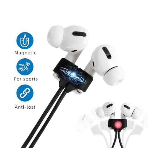 Image of Magnetic Anti-Lost Straps for AirPods,4 Pack Ultra Strong Magnetic AirPods Strap Anti-Lost Neck Rope Cord,Soft Silicone Sports Lanyard Compatible with AirPods 1&2 / Pro /2nd /3rd (2Black+2White)
