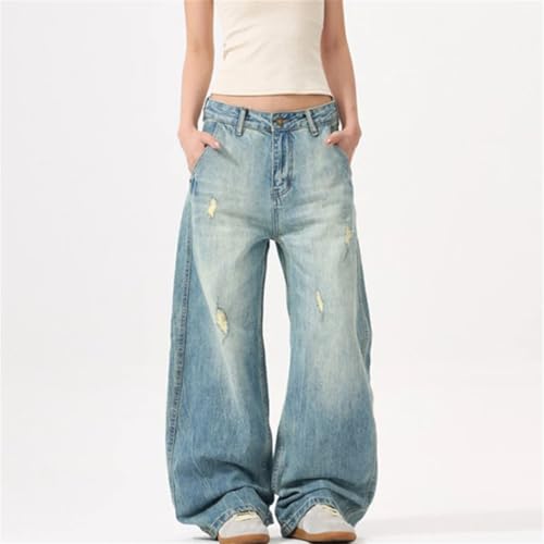 Men's Stylish Denim Jeans, Patchwork Design, Trendy Loose Fit, Wide Leg Trousers3