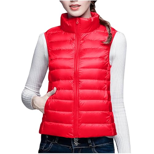 Zeiayuas Puffer Jacket Gilet Women Winter Quilted Body Warmer Thick Windproof Outerwear Sleeveless Puff Jackets Padded Down Coat Thermal Vest Zip Up Warm Waistcoats Thicken Jackets