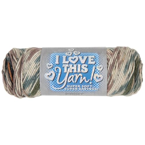 Image of Hobby Lobby Print I Love This Yarn, 530 Green Camo Stripe, Set of 2 | 4 Medium Weight, 252 Yards Per Skien, For Crocheting & Knitting