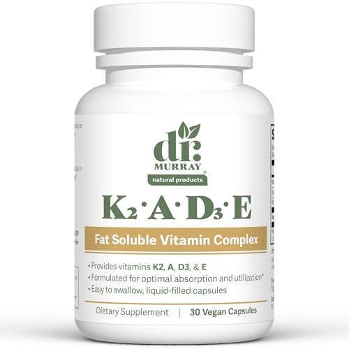 Dr. Murray's Vitamin K2-D3-A-E Liquid Vegan Capsules - Synergistic Fat-Soluble Blend | Bone, Vascular & Immune Support | Third-Party Tested | Clean Formulation | No Artificial Additives | 30 Count