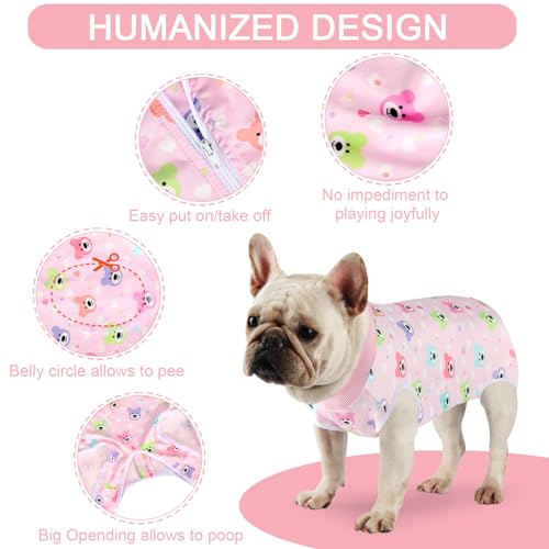 Image of Dog Surgery Suit Female Spay Recovery Suit for Dogs Surgical Recovery Suit for Female Dog Neuter Recovery Suit Male Dogs Onesie for Surgery Fits Small Medium Dog Pink Bear /L