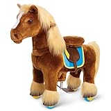 PonyCycle Ride on Brown Horse Toys Walking Horse Premium Model X, No Battery No Electricity Mechanical Brown Color Giddy up Pony Plush Toy Ride on Animal Size 3 for Age 3-4 Years X36