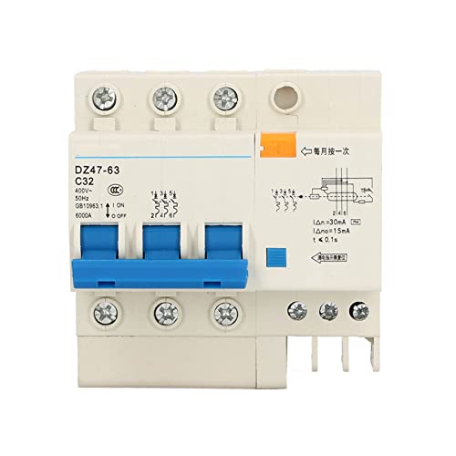 Mini disjoncteur 3P C32 32A 400V 6000A rail DIN pour protection de bureau