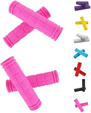 Helonge Bike Handlebar Grips, Non-Slip Rubber Bicycle Handle Bar Wraps for Kids Bikes(7 Colors) (Pink)