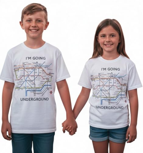 Image of Official Licensed London Underground Kids T Shirt | I'm Going Underground Tube Map Tee | Boys & Girls 100% Cotton | Ages 1-13 Years (3-4 Years) White
