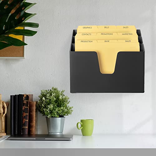 Acrimet Horizontal Triple File Folder Holder Organizer (Manila Folders Letter Size Included) (Black Color) #TOP7