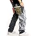 QBO Men's Hip Hop Embroidery Baggy Jeans Denim Loose Trousers-US 36/tag 38