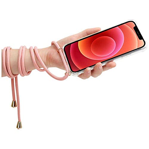 Coque iPhone 12 Pro Max CELLY cordon rose housse transparente antichoc - 4