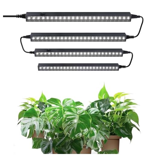 Barrina T5 Grow Lampe, 5000K, 29cm, Vollspektrum Sonnenlicht, Verkettbare, Magnetische, LED-Wachstumslichtleiste mit Schalter, Stecker und Spiel, Schwarze Abdeckung, 4er