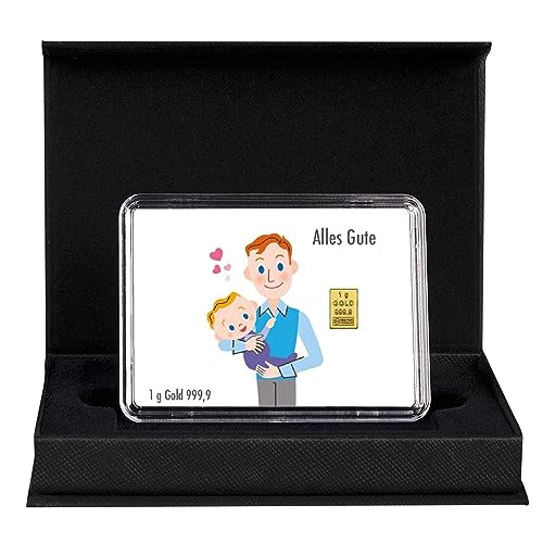 Goldstücke24 - Alles Gute zur Taufe - Goldbarren 1g in schwarzer Geschenkbox - Tolle Geschenkidee