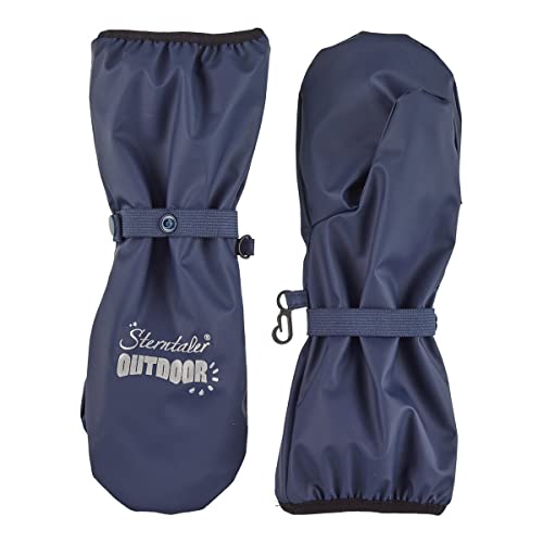 Sterntaler Handschuh mit Stulpe uni - Jungen Matsch Handschuhe mit langem Schaft, verschweißten Nähten und reflektierendem Detail - gefütterte Baby und Kinder Regen Fäustlinge, marine, Größe 2