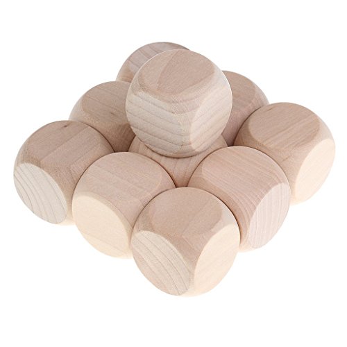 10x Holzwürfel Würfel Würfel Blank Unlackiertes Holz Sechsseitig 30 mm 3 cm
