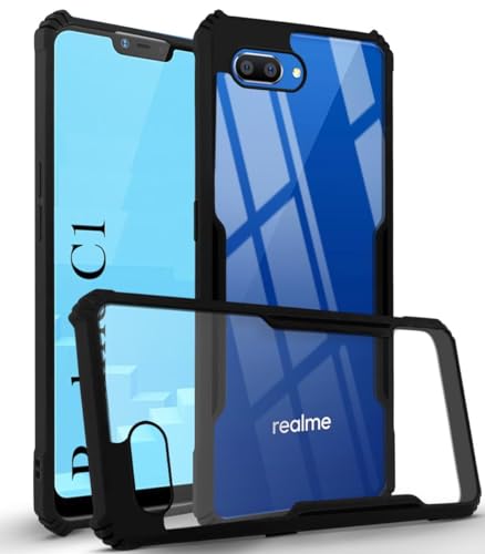 Image of Jkobi Back Cover Case for Realme C1 (Shockproof with Polycarbonate Clear Panel | Professional Black)