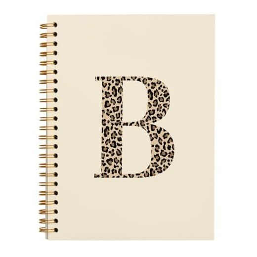 Bnwepo Leopard Notebook B,Cheetah Initial notebook, School Essentials for College Students,Preppy Cute Notebook Supplies for School,College,Work,Teen Girls 5.5x8.3 Inches