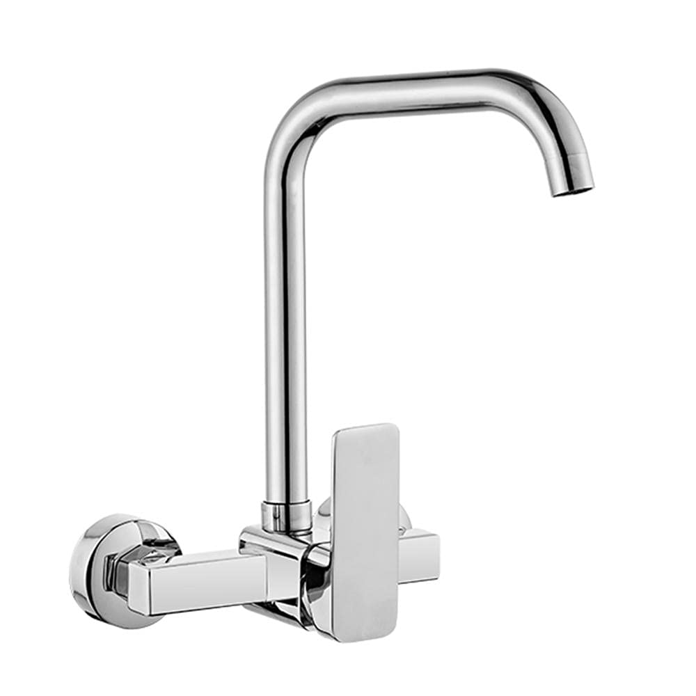 Mitigeur d'évier mural chrome brillant de haute qualité au design épuré contemporain