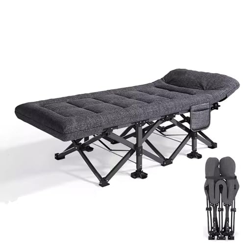 Lit pliant pour adulte robuste avec matelas en coton et appui-tête stable