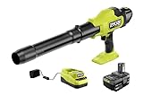 RYOBI ONE+ HP 18V Brushless Cordless 220 CFM 140 MPH Compact Blower with 4.0 Ah Battery & Charger (Renewed)