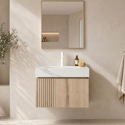 24 Inch Bathroom Vanity with Sink, Floating Cabinet, Sintered Stone Top