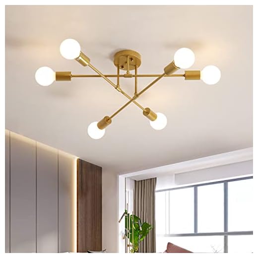 Vintage Lámpara Colgante de Techo con 6 Luces E27 Lámparas de techo en Metal Moderno Lámpara de Araña Techo para Dormitorio Sala de Estar Cocina Salón Comedor Pasillo (Sin bombilla)