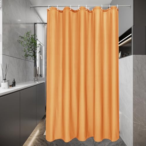 EurCross Duschvorhang 120 x 200 Schmaler Textil Stoff Wasserdicht Duschvorhänge, Orange Klein Antischimmel Waschbar Badevorhang mit 8 Ringen