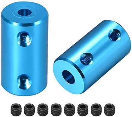sourcing map 4mm to 5mm Bore Rigid Coupling Set Screw L25XD14 Aluminum Alloy,Shaft Coupler Connector,Motor Accessories,Blue,2pcs