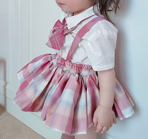 Cromoncent Toddler Baby Girls Plaid Suspender Skirts Overall Dress Outfit Pink 6-12Months #TOP2