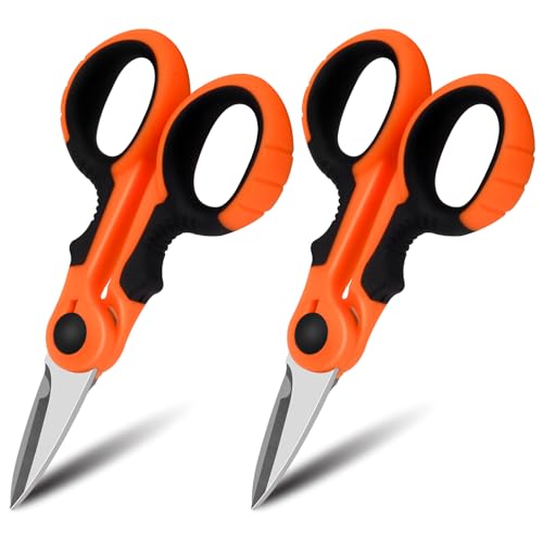 2 Stück Angelschere,Angel Schere für Salzwasser und Süßwasser,Rutschfeste Angelscheren für geflochtene Schnur,für Angelzubehör zum Spinnfischen,Multifunktionaler Schnurschneider (orange)